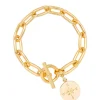 Gold Compass Charm Bracelet