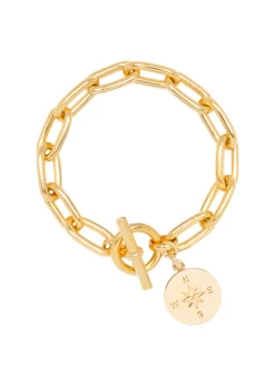 Gold Compass Charm Bracelet