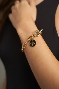 Gold Compass Charm Bracelet