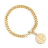 Gold Compass Curb Link Bracelet