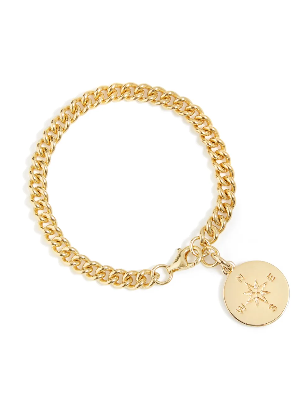 Gold Compass Curb Link Bracelet