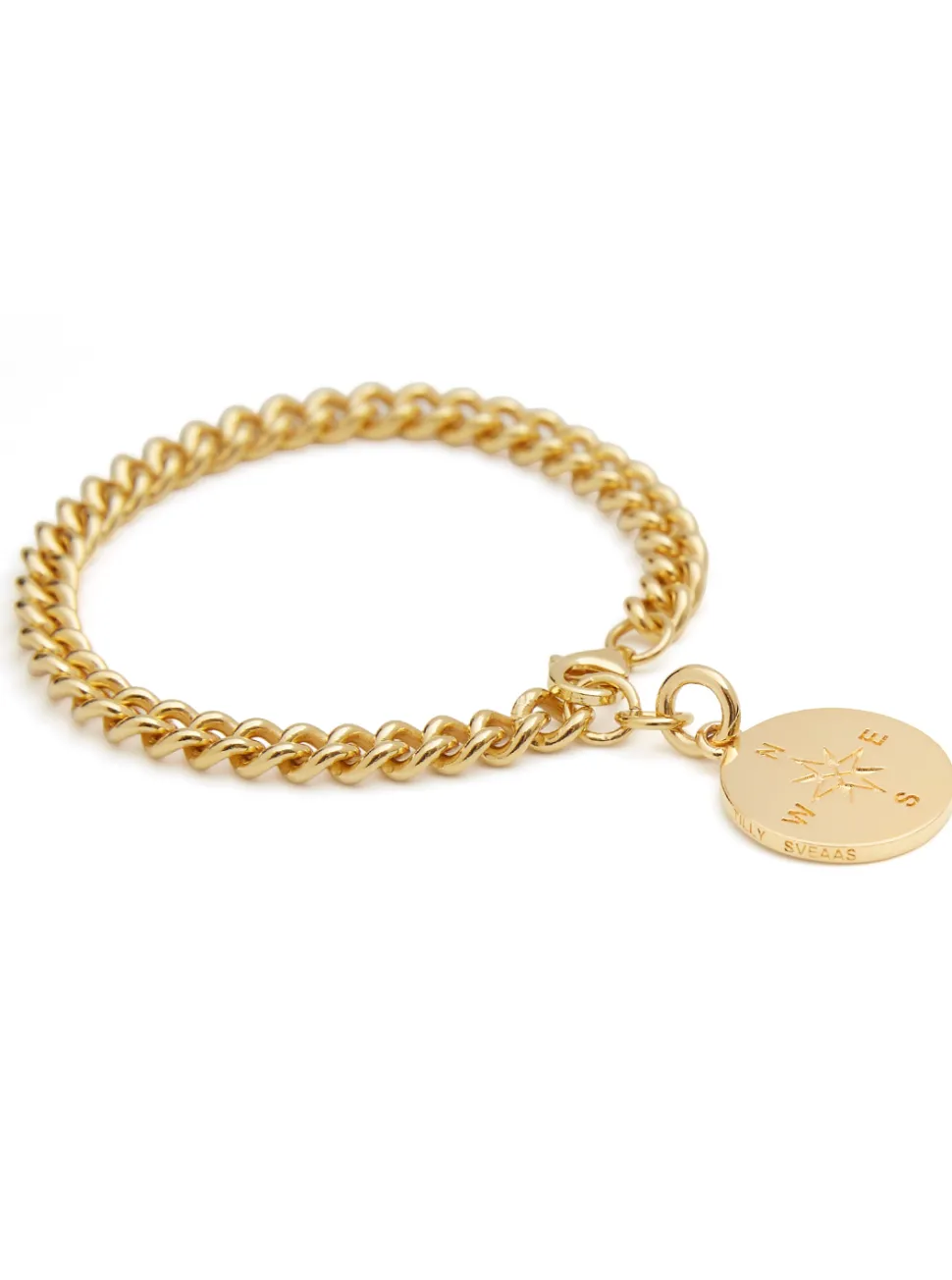 Gold Compass Curb Link Bracelet