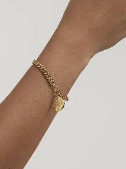 Gold Compass Curb Link Bracelet