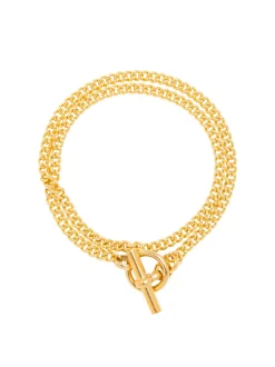 Gold Curb Chain Lariat Necklace
