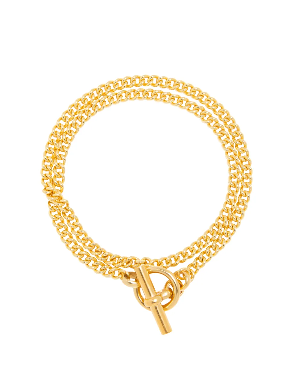 Gold Curb Chain Lariat Necklace