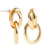 Gold Double Link Stud Earrings