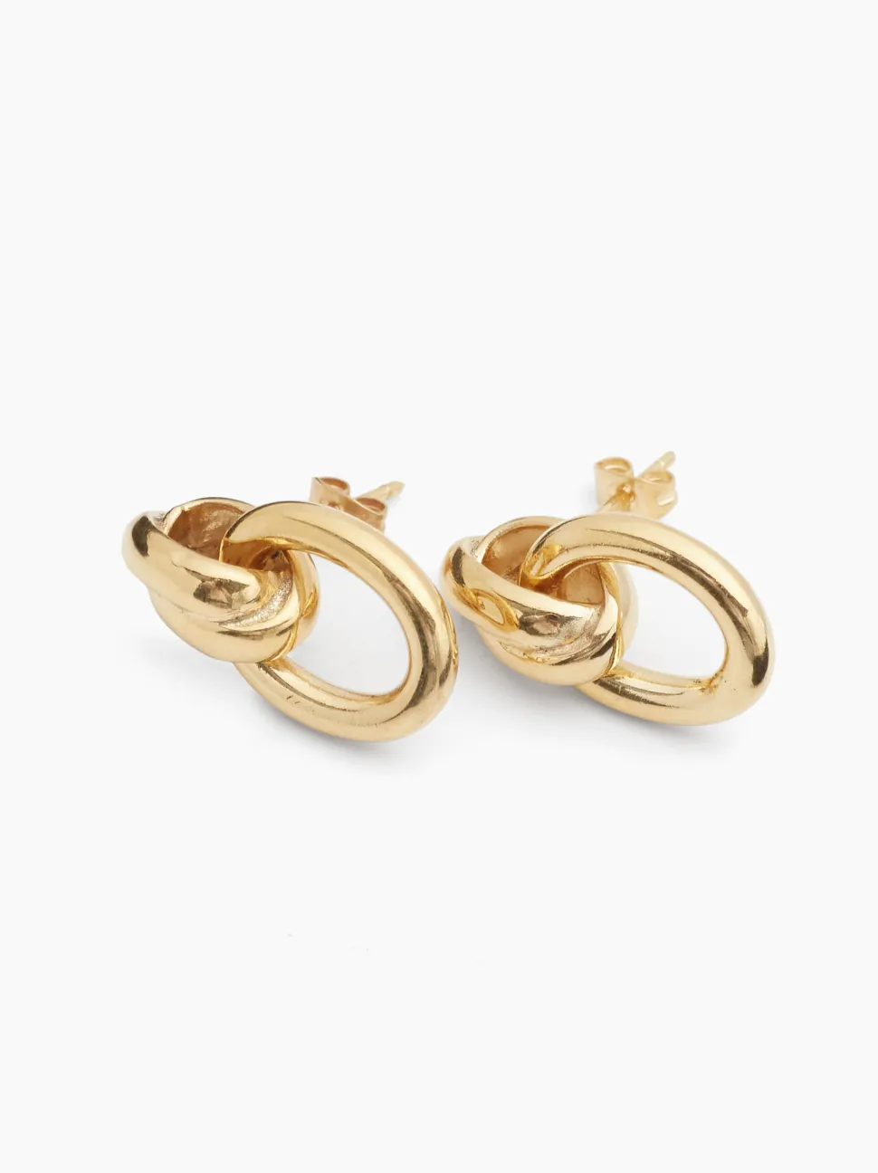 Gold Double Link Stud Earrings