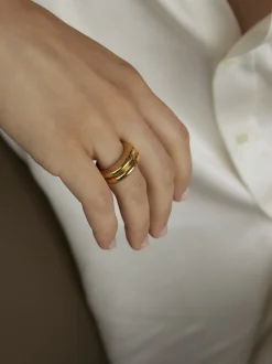 Gold Double Slice Ring Set