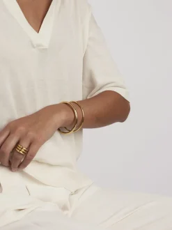 Gold Plain Bangle Set
