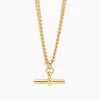 Gold T-Bar Curb Link Necklace