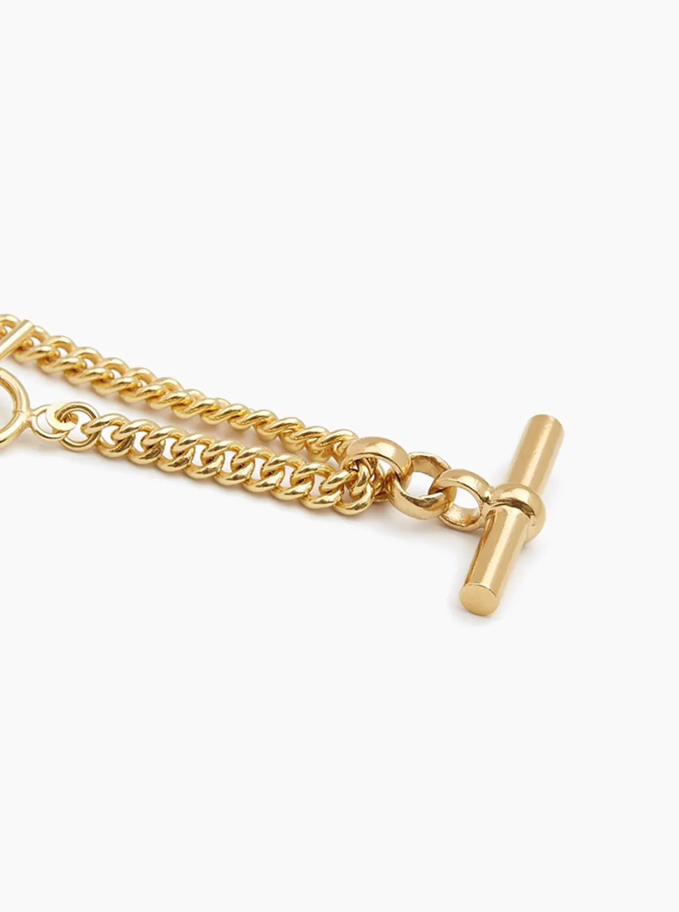 Gold T-Bar Curb Link Necklace