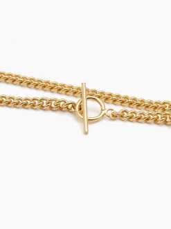 Gold T-Bar Curb Link Necklace