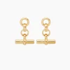 Gold T-Bar Drop Earrings