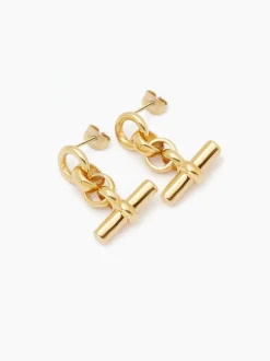 Gold T-Bar Drop Earrings