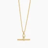 Gold T-Bar On Fine Curb Chain