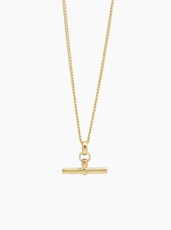 Gold T-Bar On Fine Curb Chain