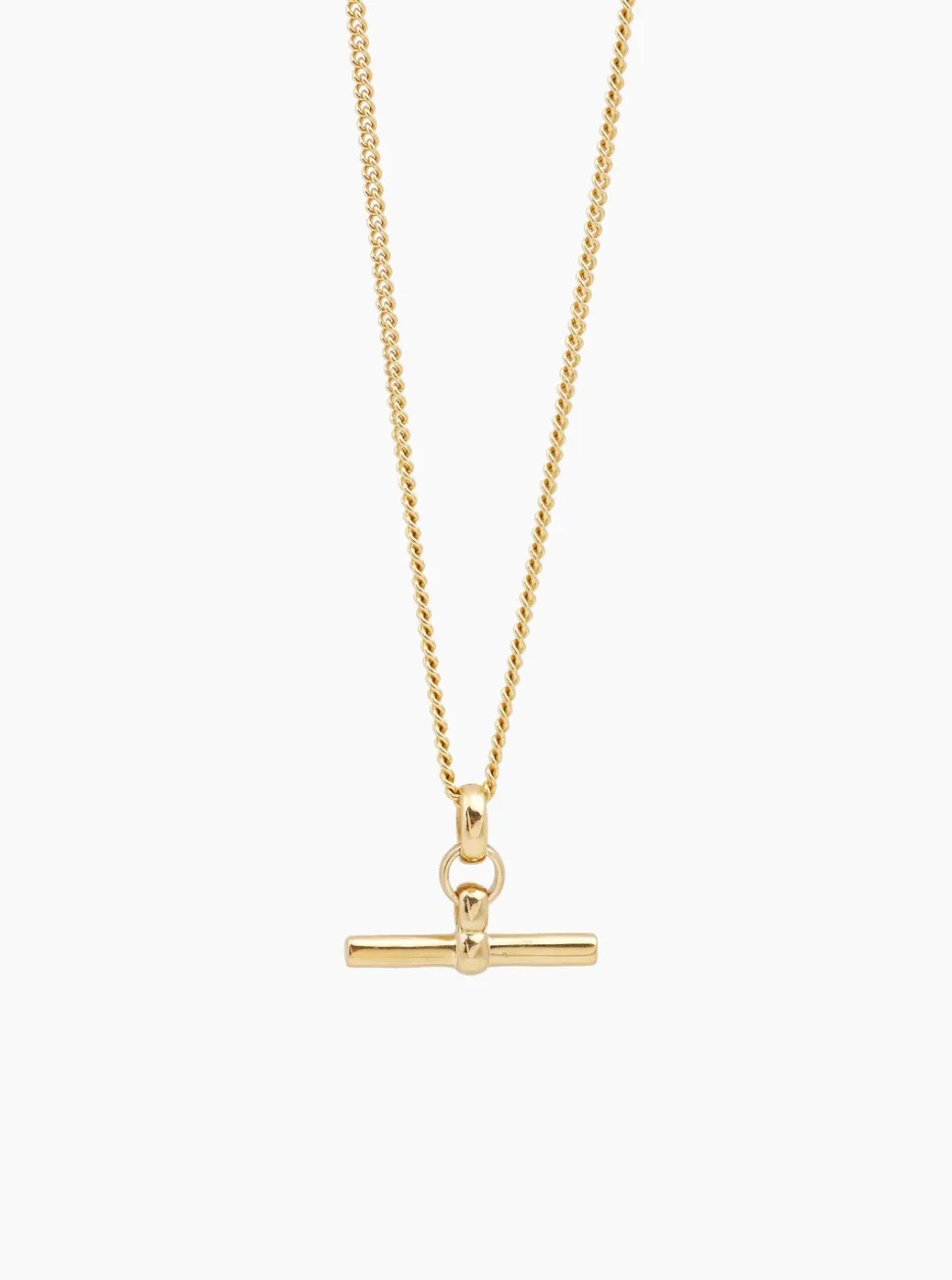 Gold T-Bar On Fine Curb Chain