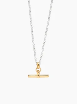 Gold T-bar On Silver Belcher Chain