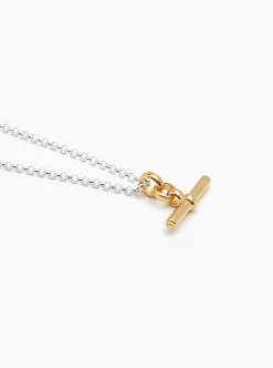 Gold T-bar On Silver Belcher Chain