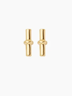 Gold T-Bar Stud Earrings
