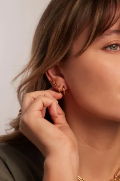 Gold T-Bar Stud Earrings