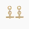 Jewelled Gold T-Bar Drop Earrings
