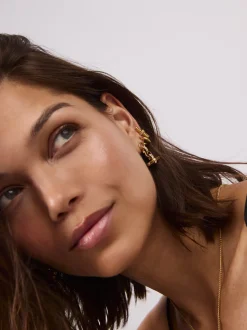 Jewelled Gold T-Bar Drop Earrings