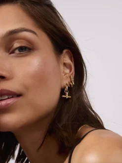 Jewelled Gold T-Bar Drop Earrings