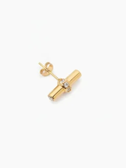 Jewelled Gold T-Bar Stud Earrings