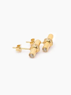 Jewelled Gold T-Bar Stud Earrings