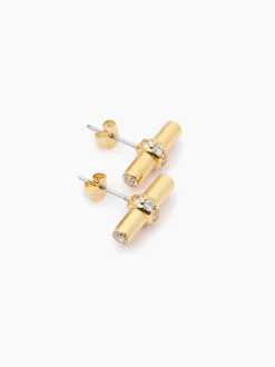 Jewelled Gold T-Bar Stud Earrings