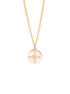 Large Gold Compass / Not All Who Wander Necklace