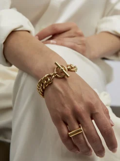 Large Gold Curb Chain Bracelet