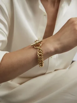 Large Gold Curb Chain Bracelet
