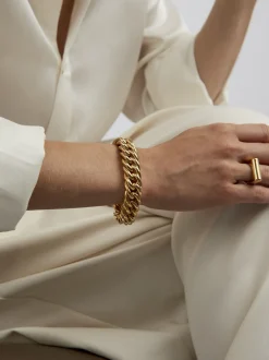 Large Gold Curb Chain Bracelet