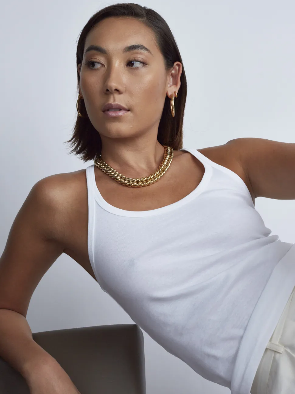 Large Gold Curb Chain Necklace