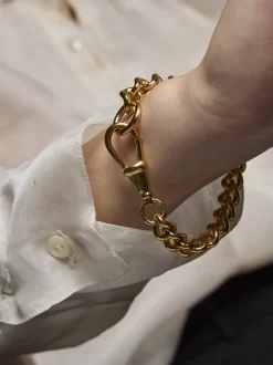 Large Gold Curb Clipt Bracelet