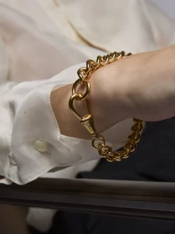 Large Gold Curb Clipt Bracelet