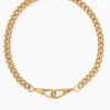 Large Gold Curb Clipt Necklace