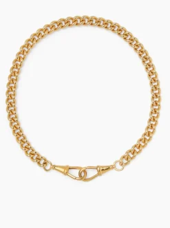 Large Gold Curb Clipt Necklace