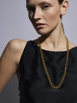Large Gold Curb Clipt Necklace