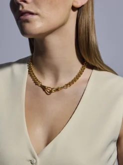 Large Gold Curb Clipt Necklace