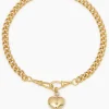 Large Gold Heart on Large Gold Curb Clip Necklace