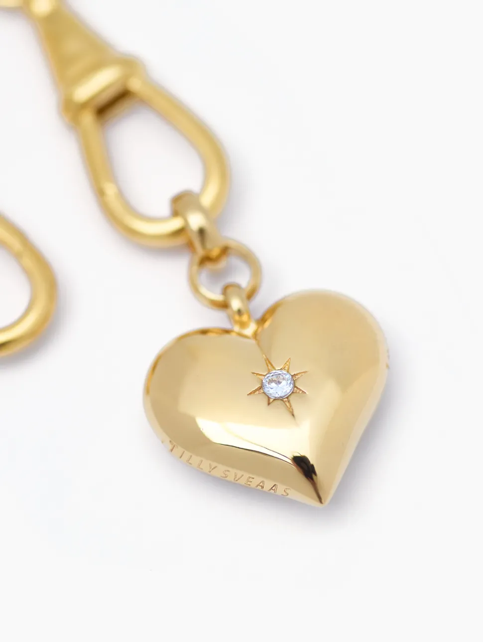 Large Gold Heart on Large Gold Curb Clip Necklace
