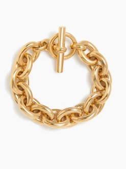 Large Gold Round Linked Bracelet