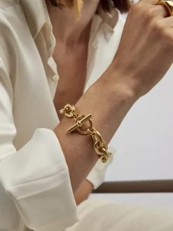Large Gold Round Linked Bracelet