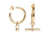 Large Gold T-Bar Earrings