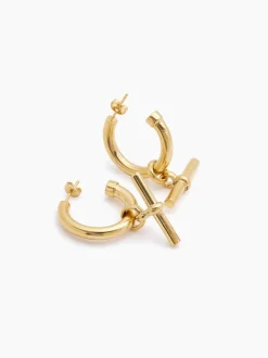 Large Gold T-Bar Earrings