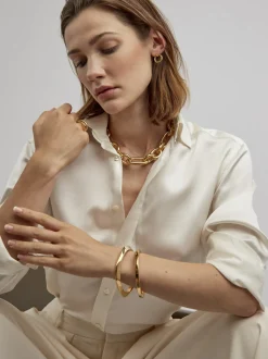 Large Gold Triple Link Necklace