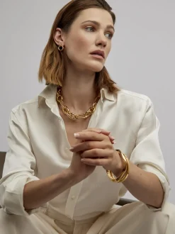 Large Gold Triple Link Necklace